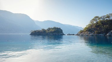 Oludeniz beach is Blue Flag coast is best beaches in Turkey, Fethiye Mugla province. autumn vibe without people.
