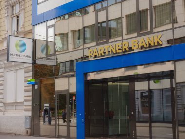 Salzburg, Austria - August 6, 2022 : facade of Partner Bank is Austrian bank focus on providing comprehensive service for financial advisors to financial planning, asset management and wealthbuilding.