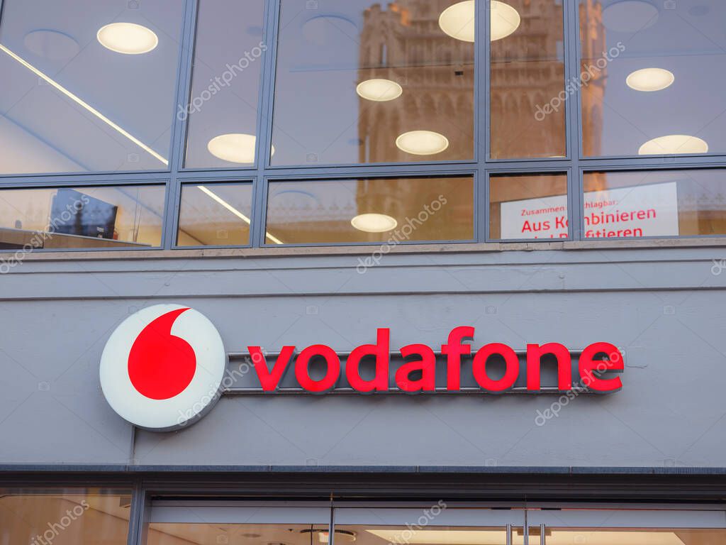 Munich, Germany - August 5, 2022 : Vodafone store - Vodafone Germany is mobile telecommunications company that operates the Vodafone brand in Germany.