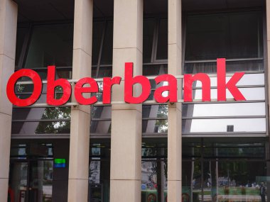 Vienna, Austria - August 7, 2022 : facade with logo of Oberbank AG is a regional bank based in Linz and owned by 3-Banken-Gruppe.