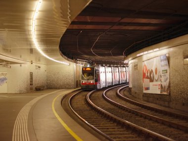 Vienna, Austria - August 7, 2022 : public transport in the city. Subway under Main train station of the city Vienna