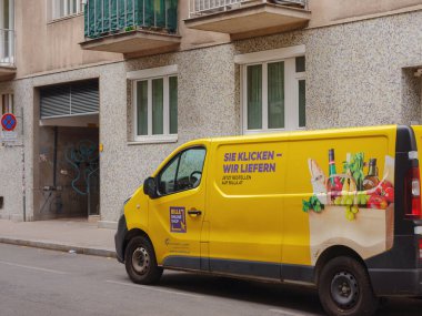 Vienna, Austria - August 7, 2022: grocery delivery car from Bill's store at street