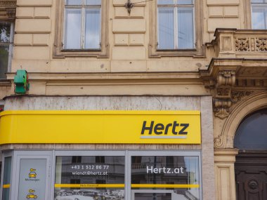 Munich, Germany - August 5, 2022 : Hertz car rental. subsidiary of Hertz Global Holdings Inc., is an American car rental company based in Estero, Florida that operates 10,200 corporate and franchise