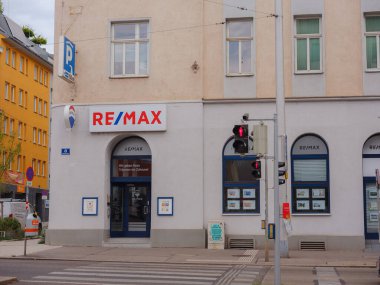 Vienna, Austria - August 7, 2022: RE MAX building exterior and sign. REMAX International is an American international real estate company that relies on a franchise system.