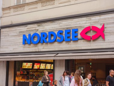 Viyana, Avusturya - 8 Ağustos 2022: NORDSEE Logotype. NORDSEE, Bremerhaven merkezli bir Alman deniz ürünleri zinciri..