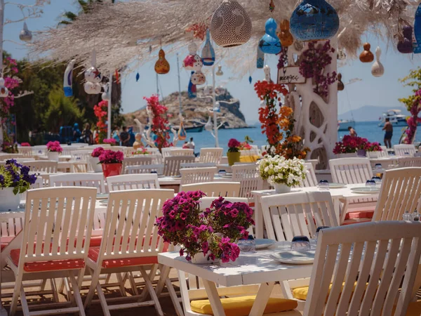 Bodrum Viaje Verano Turquía Mesa Restaurante Pescado Del Egeo Gumusluk — Foto de Stock
