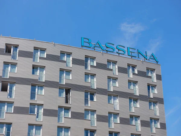 stock image Vienna, Austria - August 10, 2022: Facades of buildings hotel Bassena in Vienna.