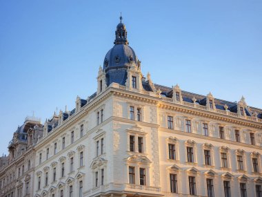 Cityscape views old city of one of Europe's most beautiful town- Vienna. Summer Travel to capital of Austria. details of the facades of beautiful old houses