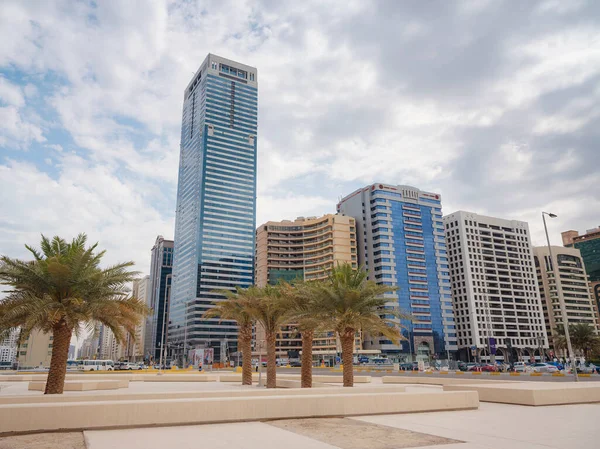 stock image Abu Dhabi, UAE - March 19, 2023: modern Qasr al Hosn heritage museum and modern skyscrapers . Abu Dhabi city famous landmarks,