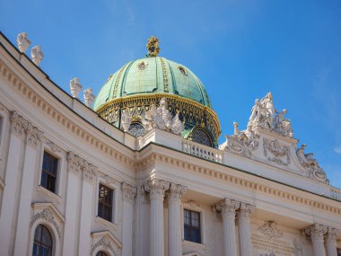 Vienna, Austria - August 10, 2022: The Hofburg in the imperial palace on Heldenplatz in the center of Vienna. Outside facade of historic and famous building. Concept for heritage building