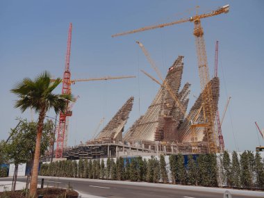 Abu Dabi, BAE - 21 Mart 2023: Zayed Ulusal Müzesi İnşaat, Kültür Bölgesi.