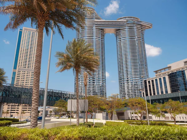 stock image 23 March 2023, Dubai, UAE: Address Skyview Towers in downtown area near metro station, tourist trip to futuristic dubai