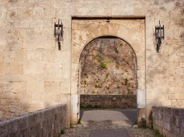 Travel Greece Mediterranean Islands Rhodes Walls Gate Medieval City Rhodes — Stock Photo, Image