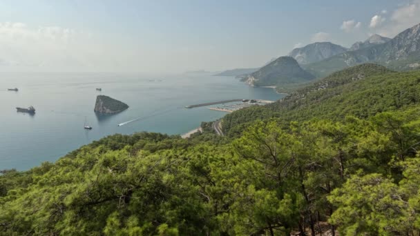 Viaje Verano Riviera Turca Vista Desde Mirador Las Montañas Hasta — Vídeo de stock