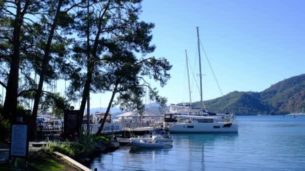 Gocek Turquie Décembre 2022 Port Plaisance Avec Yachts Navires Gocek — Video
