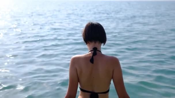 Estado Ánimo Verano Relajación Junto Mar Riviera Turca Slow Joven — Vídeos de Stock