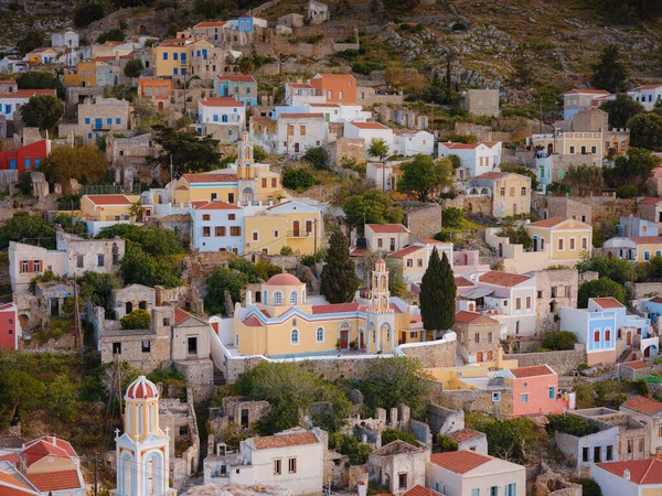 Isla Symi Grecia Grecia Islas Vacaciones Rhodos Mar Egeo Coloridas —  Fotos de Stock