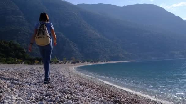 Vandringar Från Oludeniz Till Fethiye Lycian Trail Resa Turkiet Aktiv — Stockvideo