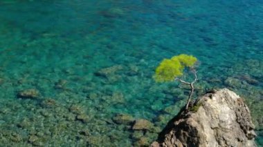 Antalya 'da bir günde dört mevsim. Deniz manzaralı dağ manzarası. Akdeniz 'in turkuaz suyu ve karayolu, Türkiye. Lycian tarzı, aktif tatiller sağlıklı yaşam tarzı eko turizmi,