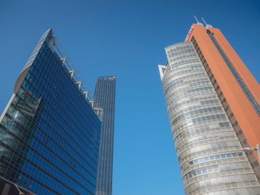 Viyana, Avusturya - 27 Temmuz 2023: Donaustadt, Avusturya 'nın Viyana eyaletinin bir ilçesidir. Tuna şehri, Viyana, Avusturya 'da gökdelenleri ve iş merkezleri olan modern bir semttir..