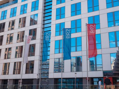 Wien, Avusturya - 28 Temmuz 2023: Avusturya Federal Bilgisayar Merkezi kamu bilgi teknolojileri hizmet sağlayıcısıdır. Avusturya Federal Hükümeti için e-devlet hizmetleri geliştiren organizasyon