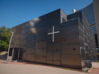 Viyana, Avusturya - 27 Temmuz 2023: Kirche Christus Hoffnung der Welt, Donaustadt Viyana 'nın bir ilçesidir.