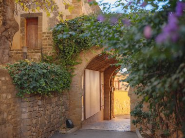 Denia, Costa Blanca, Historische Altstadt 'daki bir ortaçağ şatosunun mimari kalıntıları. Alicante Bölgesi İspanya