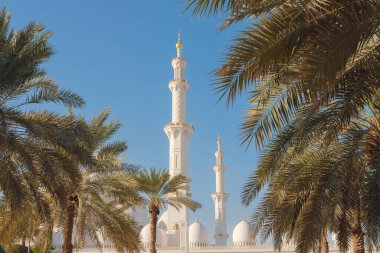 Abu Dabi, BAE - 14 Ocak 2024: Büyük Cami veya Şeyh Zayed Büyük Camii ülkenin en büyük camii, günlük, Cuma ve Kurban namazları için en önemli ibadethane. Popüler turizm merkezi