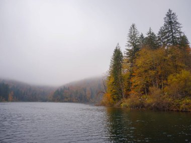 Sonbaharda Hırvatistan 'daki Plitvice Gölleri, büyüleyici şelaleler, canlı yapraklar ve kristal berrak sular sergilenerek büyülü ve sakin bir doğal manzara yaratıyor. Sonbahar yapraklı göl sisi