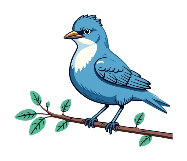 Ein Niedlicher Blauer Vogel Sitzt Auf Einem Zweig Naturkonzept Vektorillustration Vektorgrafiken