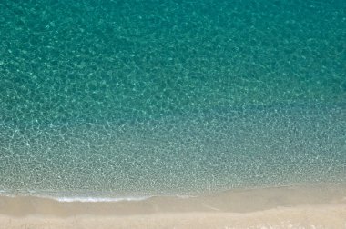 Mavi turkuaz deniz suyu arka planı. Hava görünümü