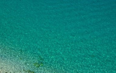 Mavi turkuaz deniz suyu arka planı. Hava görünümü
