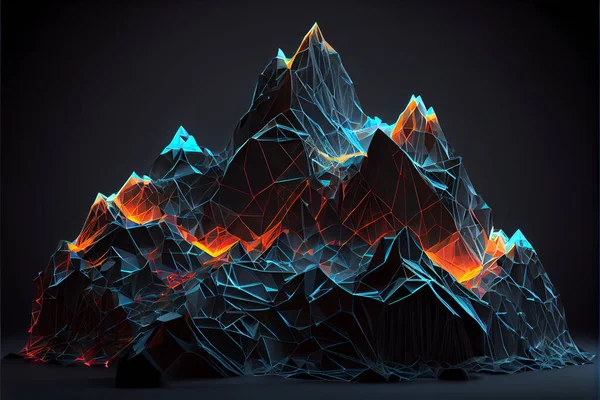 Abstract Mountains Low Poly Style Digital Illustration Generative — Stock Photo, Image