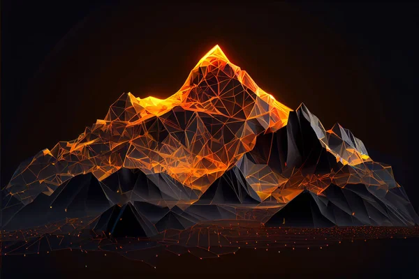 Abstract mountains low poly style, digital illustration