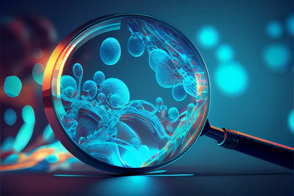 Abstract Bacteria Magnifying Loupe Digital Illustration — Stok fotoğraf