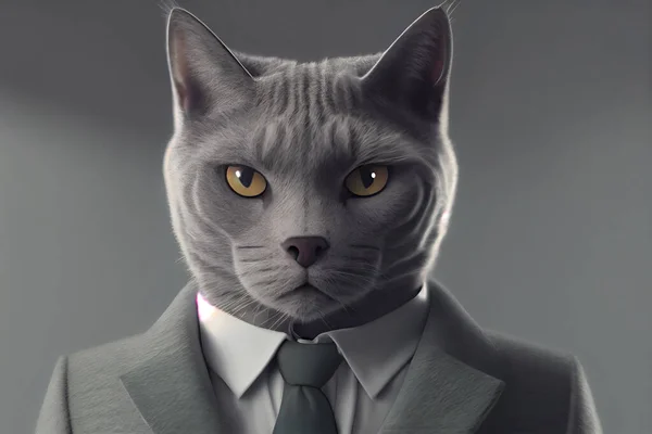 Cat Man Suit Illustration — Stock fotografie