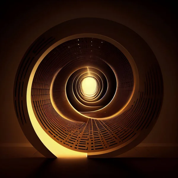 Абстрактная Концепция Футуристических Технологий Neon Hexagon Tunnel Modern Backgroundt Digital — стоковое фото