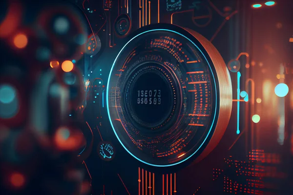 Abstract Futuristic Technology concept. Neon Hexagon Tunnel modern backgroundt, digital illustration