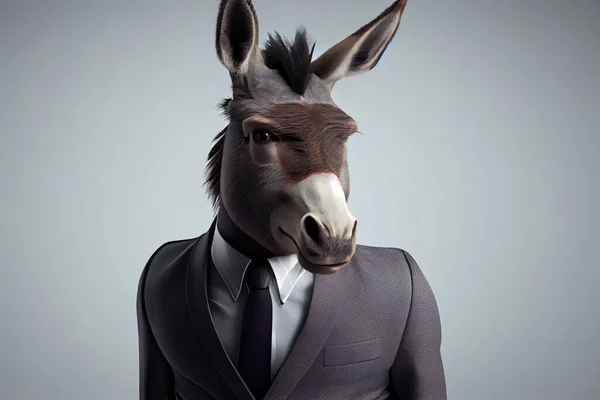 Businessman Donkey Head Illustration — Stock Photo, Image