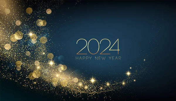 2024 Nový Rok Abstraktní Lesklá Barva Zlatá Vlna Design Element — Stockový vektor