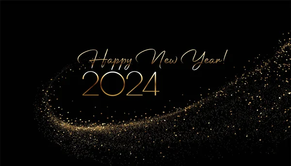 2024 Szczęśliwego Nowego Roku Wesołych Świąt Streszczenie Błyszczący Złoty Brokat — Wektor stockowy