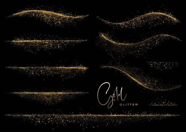 Conjunto Elemento Diseño Brillante Abstracto Gold Glitter Para Año Nuevo — Archivo Imágenes Vectoriales