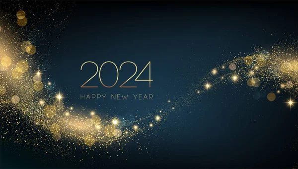 2024 Nowy Rok Streszczenie Błyszczący Kolor Złoty Element Projektu Fali — Wektor stockowy
