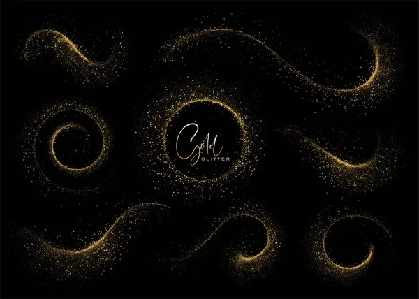 Conjunto Abstrato Brilhante Elemento Design Gold Glitter Para Ano Novo Ilustrações De Bancos De Imagens Sem Royalties