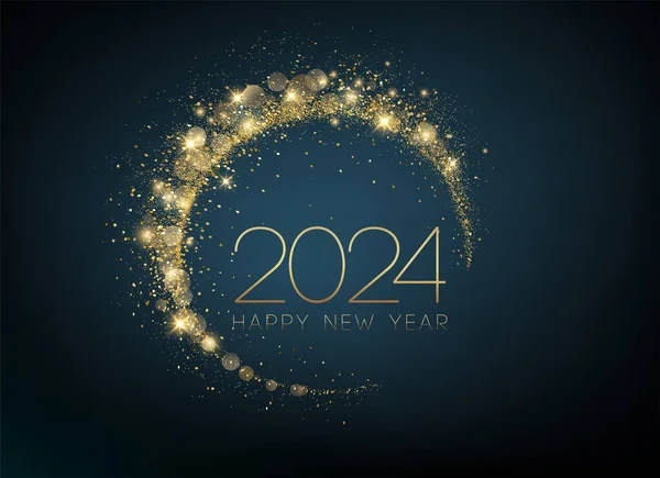 2024 Nieuwjaar Abstract Glanzende Kleur Glitter Cirkel Frame Design Element Stockillustratie