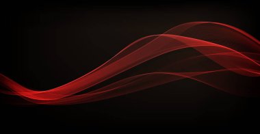 Vector Abstract Shiny Glowing Red Color Wave. Transparent Wavy Lines. Elegant Luxury background. Black BG