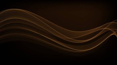 Vector Abstract Shiny Glowing Gold Color Wave. Transparent Golden Wavy Lines. Elegant Luxury background. Black BG