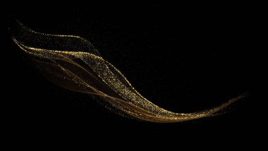 Soyut parlak altın dalga tasarım elementi. Vektör çizimi. Mutlu Noeller ve mutlu yıllar. Davet ve tebrik kartı için BG