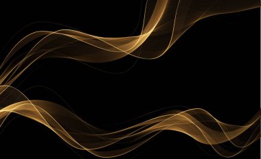 Soyut parlak altın dalga tasarım elementi. Vektör çizimi. Mutlu Noeller ve mutlu yıllar. Davet ve tebrik kartı için BG