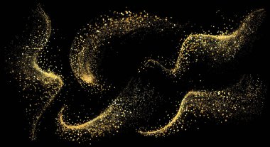 Vektör Soyut Parlak Altın Parıldayan Girdap tasarım elementi. Yeni yıl için, Mutlu Noeller, doğum günü ve düğün kartı ve davetiye. Lüks Arkaplan Tasarımı